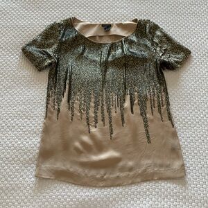 Club Monaco Blush Silk Top with sequence